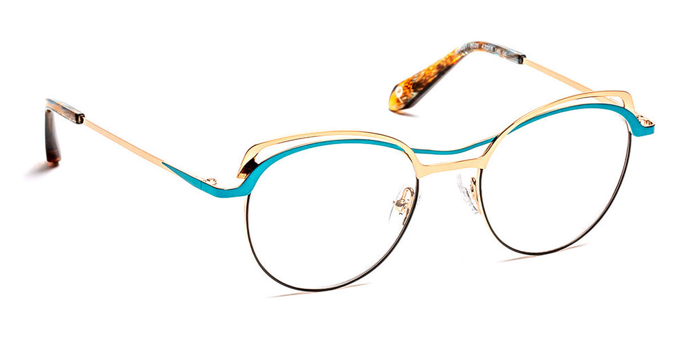 J.F. Rey® PM081 JFR PM081 0025 47 - 0025 Black Satin/Turquoise/Shiny Pink Gold Eyeglasses