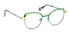 J.F. Rey® PM081 JFR PM081 2945 47 - 2945 Navy Blue/Green/Gold Satin Eyeglasses