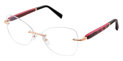 Gold & Wood® LUNA G&W LUNA 02 54 - 02 - Shiny Rose Gold/Black Washiwood/Fuchsia Curly Maple/Burgundy Bolivar Eyeglasses