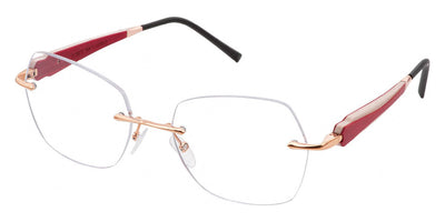 Gold & Wood® LUNA G&W LUNA 05 53 - 05 - Shiny Rose Gold/Cherry Red Bolivar/White Curly Maple Eyeglasses