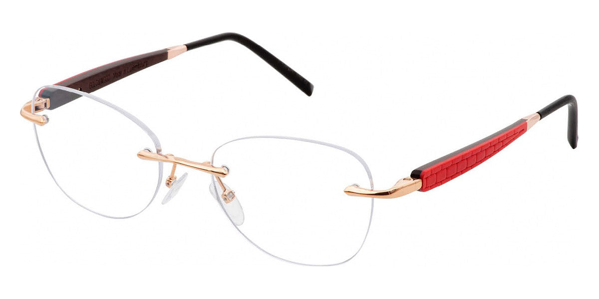 Gold & Wood® LUNA G&W LUNA 08 49 - 08 - Shiny Rose Gold/Coral Bolivar/Brown Tanganyika Eyeglasses