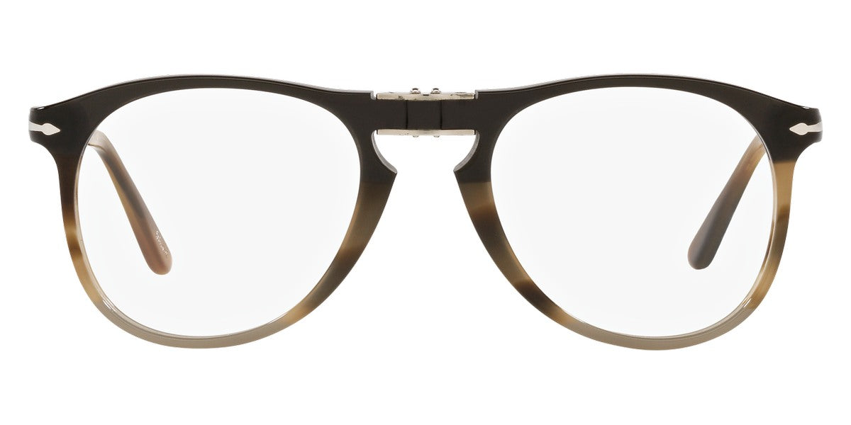 Persol® PO9714VM - Black Striped Brown Gray Eyeglasses