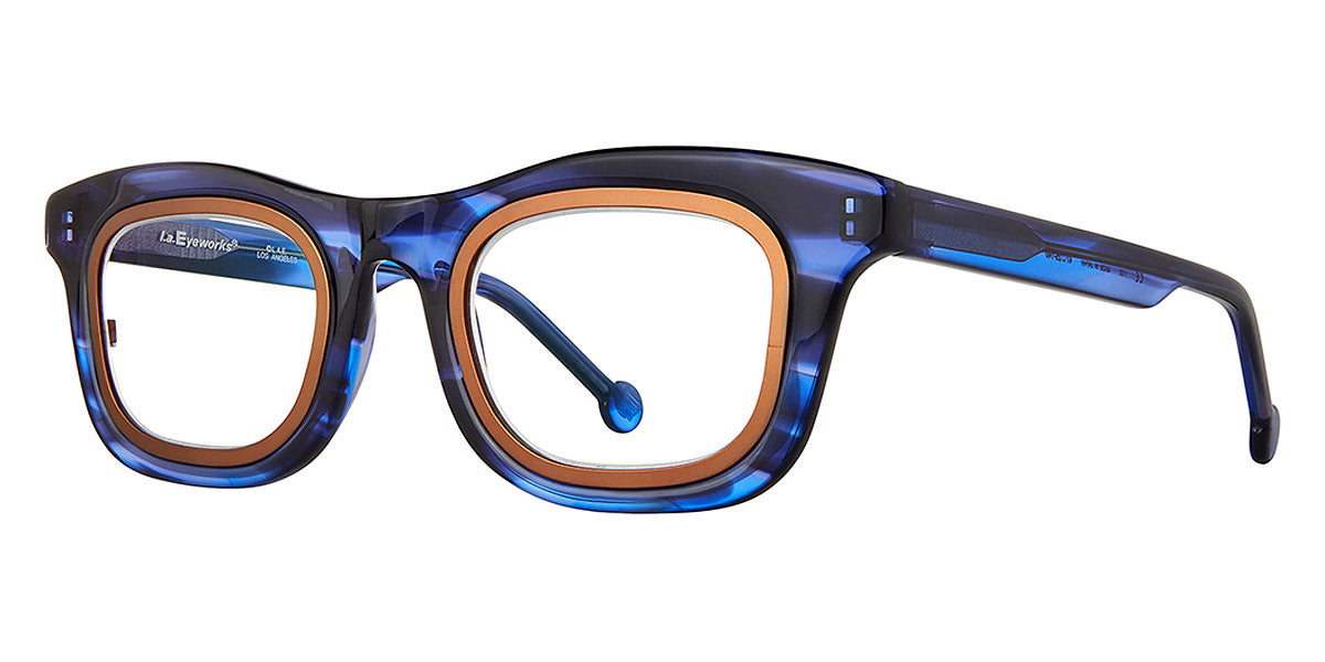 L.A.Eyeworks® RAMBLER  LA RAMBLER 1027467M 47 - Badass Blue with Brown Matte Insert Eyeglasses