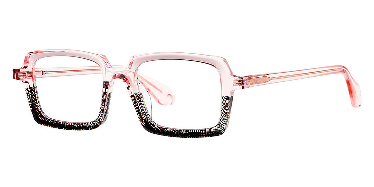 Theo® Mille+86 TH MILLE 86 030 50 - Transparent Pink/Black Lattice Eyeglasses
