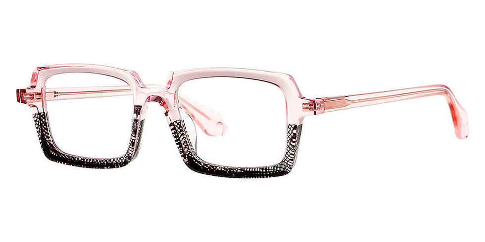 Theo® Mille+86 TH MILLE 86 030 50 - Transparent Pink/Black Lattice Eyeglasses